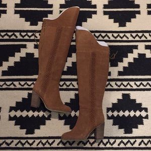 Over the Knee Tan Suede High Heel Boots
